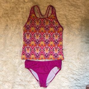 Speedo Youths Pink and Orange Tankini